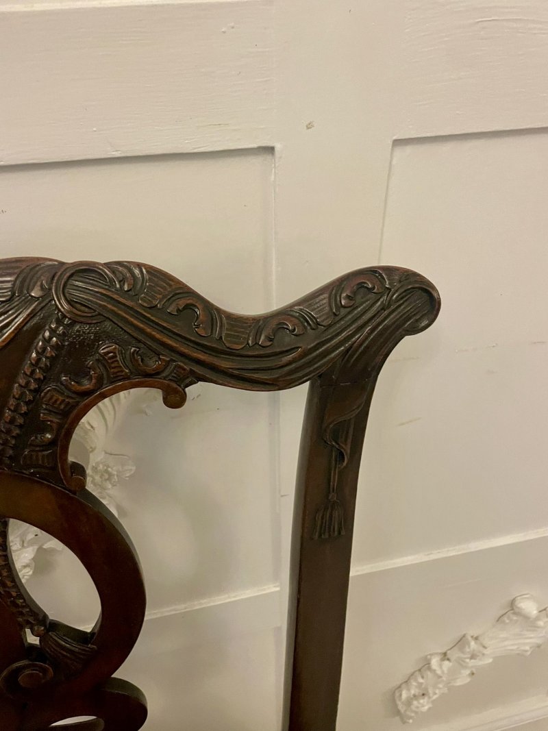 Outstanding Quality Set of 8 Antique Victorian Carved Mahogany Dining Chairs - Image 17